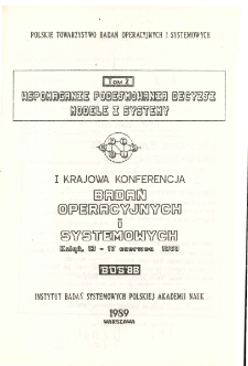 Optymalizacja metody i zastosowania. Tom 2: I Krajowa Konferencja Badań Operacyjnych i Systemowych BOS'88, Książ, 13-17 czerwca 1988 * Wstęp
