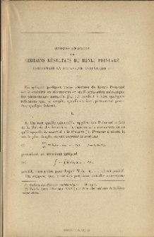 Quelques réflexions sur certains résultats de Henri Poincaré concernant la Mécanique analytique