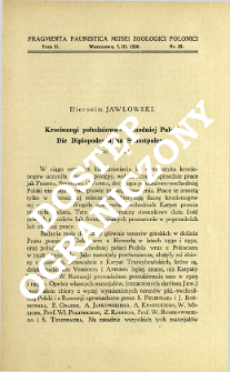 Krocionogi południowo-wschodniej Polski = Die Diplopodenfauna S&uuml;dostpolens