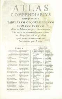 Atlas Compendiarivs : Qvinqvaginta Tabvlarum Geographicarvm Homannianarvm alias in Atlante majori contentarum
