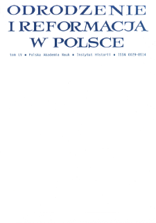Odrodzenie i Reformacja w Polsce T. 55 (2011), Strony tytułowe, Spis treści