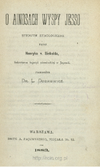 O Ainosach wyspy Jesso : studyum etnologiczne