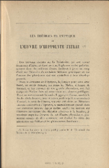 Les théories de l'Optique et l'ceuvre d'Hippolyte Fizeau