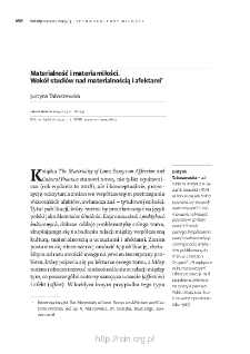 Materialność i materia miłości. Wok&oacute;ł studi&oacute;w nad materialnością i afektami