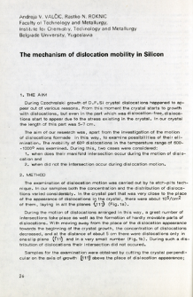The mechanism of dislocation mobility in silicon = Mechanizm ruchu dyslokacji w krzemie