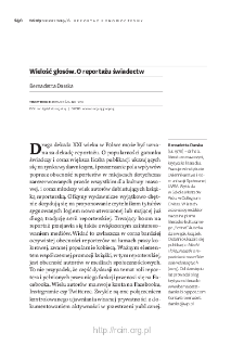 Wielość głos&oacute;w. O reportażu świadectw