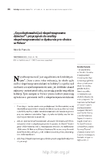 &bdquo;Czy adoptowałeś już niepełnosprawne dziecko?&rdquo;: przyczynek do analizy niepełnosprawności w dyskursie pro-choice w Polsce