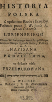 History Polska Z Opisaniem Rządu i Urzędów Polskich