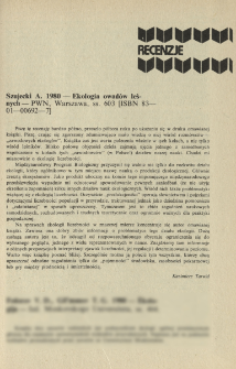 Szujecki A. 1980 - Ekologia owad&oacute;w leśnych - PWN, Warszawa, ss. 603 [ISBN 83-01-00692-7]