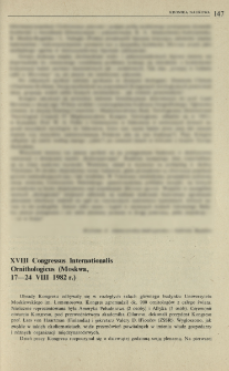 XVIII Congressus Internationalis Ornithologicus (Moskwa, 17-24 VIII 1982 r.)
