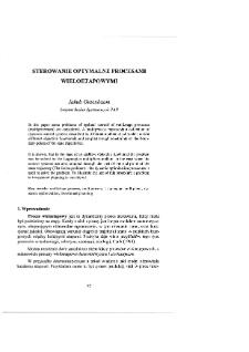 Analiza systemowa i zarządzanie : książka jubileuszowa z okazji 50-lecia pracy naukowej Romana Kulikowskiego * Sterowanie optymalne procesami wieloetapowymi