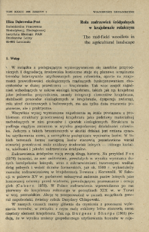 Rola zadrzewień śr&oacute;dpolnych w krajobrazie rolniczym
