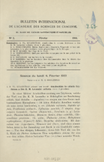 Bulletin International de L'Acad&eacute;mie des Sciences de Cracovie. Classe des Sciences Math&eacute;matiques et Naturelles. Anzeiger der Akademie der Wissenschaften in Krakau. Mathematisch-Naturwissenschaftliche Klasse. Reihe B, Biologische Wissenschaften. S&eacute;rie B, Sciences Naturelles, No 2