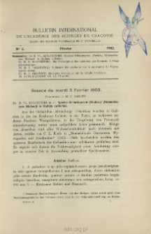 Bulletin International de L'Acad&eacute;mie des Sciences de Cracovie. Classe des Sciences Math&eacute;matiques et Naturelles. Anzeiger der Akademie der Wissenschaften in Krakau. Mathematisch-Naturwissenschaftliche Klasse. Reihe B, Biologische Wissenschaften. S&eacute;rie B, Sciences Naturelles, No 2