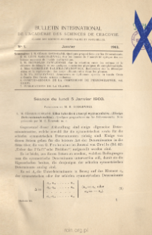 Bulletin International de L'Acad&eacute;mie des Sciences de Cracovie. Classe des Sciences Math&eacute;matiques et Naturelles. Anzeiger der Akademie der Wissenschaften in Krakau. Mathematisch-Naturwissenschaftliche Klasse. Reihe B, Biologische Wissenschaften. S&eacute;rie B, Sciences Naturelles, No 1