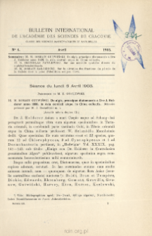 Bulletin International de L'Acad&eacute;mie des Sciences de Cracovie. Classe des Sciences Math&eacute;matiques et Naturelles. Anzeiger der Akademie der Wissenschaften in Krakau. Mathematisch-Naturwissenschaftliche Klasse. Reihe B, Biologische Wissenschaften. S&eacute;rie B, Sciences Naturelles, No 4