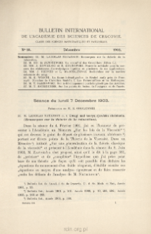 Bulletin International de L'Acad&eacute;mie des Sciences de Cracovie. Classe des Sciences Math&eacute;matiques et Naturelles. Anzeiger der Akademie der Wissenschaften in Krakau. Mathematisch-Naturwissenschaftliche Klasse. Reihe B, Biologische Wissenschaften. S&eacute;rie B, Sciences Naturelles, No 10