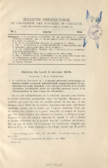 Bulletin International de L'Acad&eacute;mie des Sciences de Cracovie. Classe des Sciences Math&eacute;matiques et Naturelles. Anzeiger der Akademie der Wissenschaften in Krakau. Mathematisch-Naturwissenschaftliche Klasse. Reihe B, Biologische Wissenschaften. S&eacute;rie B, Sciences Naturelles, No 1