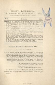 Bulletin International de L'Acad&eacute;mie des Sciences de Cracovie. Classe des Sciences Math&eacute;matiques et Naturelles. Anzeiger der Akademie der Wissenschaften in Krakau. Mathematisch-Naturwissenschaftliche Klasse. Reihe B, Biologische Wissenschaften. S&eacute;rie B, Sciences Naturelles, No 10