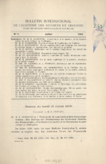 Bulletin International de L'Acad&eacute;mie des Sciences de Cracovie. Classe des Sciences Math&eacute;matiques et Naturelles. Anzeiger der Akademie der Wissenschaften in Krakau. Mathematisch-Naturwissenschaftliche Klasse. Reihe B, Biologische Wissenschaften. S&eacute;rie B, Sciences Naturelles, No 7