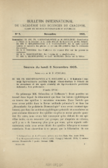 Bulletin International de L'Acad&eacute;mie des Sciences de Cracovie. Classe des Sciences Math&eacute;matiques et Naturelles. Anzeiger der Akademie der Wissenschaften in Krakau. Mathematisch-Naturwissenschaftliche Klasse. Reihe B, Biologische Wissenschaften. S&eacute;rie B, Sciences Naturelles, No 9