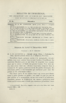 Bulletin International de L'Acad&eacute;mie des Sciences de Cracovie. Classe des Sciences Math&eacute;matiques et Naturelles. Anzeiger der Akademie der Wissenschaften in Krakau. Mathematisch-Naturwissenschaftliche Klasse. Reihe B, Biologische Wissenschaften. S&eacute;rie B, Sciences Naturelles, No 10