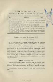 Bulletin International de L'Acad&eacute;mie des Sciences de Cracovie. Classe des Sciences Math&eacute;matiques et Naturelles. Anzeiger der Akademie der Wissenschaften in Krakau. Mathematisch-Naturwissenschaftliche Klasse. Reihe B, Biologische Wissenschaften. S&eacute;rie B, Sciences Naturelles, No 1