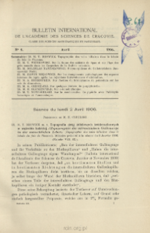 Bulletin International de L'Acad&eacute;mie des Sciences de Cracovie. Classe des Sciences Math&eacute;matiques et Naturelles. Anzeiger der Akademie der Wissenschaften in Krakau. Mathematisch-Naturwissenschaftliche Klasse. Reihe B, Biologische Wissenschaften. S&eacute;rie B, Sciences Naturelles, No 4