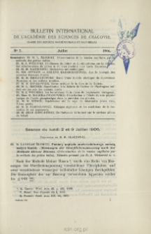 Bulletin International de L'Acad&eacute;mie des Sciences de Cracovie. Classe des Sciences Math&eacute;matiques et Naturelles. Anzeiger der Akademie der Wissenschaften in Krakau. Mathematisch-Naturwissenschaftliche Klasse. Reihe B, Biologische Wissenschaften. S&eacute;rie B, Sciences Naturelles, No 7