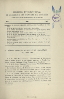 Bulletin International de L'Acad&eacute;mie des Sciences de Cracovie. Classe des Sciences Math&eacute;matiques et Naturelles. Anzeiger der Akademie der Wissenschaften in Krakau. Mathematisch-Naturwissenschaftliche Klasse. Reihe B, Biologische Wissenschaften. S&eacute;rie B, Sciences Naturelles, No 5