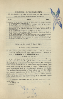 Bulletin International de L'Acad&eacute;mie des Sciences de Cracovie. Classe des Sciences Math&eacute;matiques et Naturelles. Anzeiger der Akademie der Wissenschaften in Krakau. Mathematisch-Naturwissenschaftliche Klasse. Reihe B, Biologische Wissenschaften. S&eacute;rie B, Sciences Naturelles, No 4