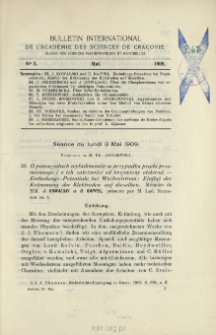 Bulletin International de L'Acad&eacute;mie des Sciences de Cracovie. Classe des Sciences Math&eacute;matiques et Naturelles. Anzeiger der Akademie der Wissenschaften in Krakau. Mathematisch-Naturwissenschaftliche Klasse. Reihe B, Biologische Wissenschaften. S&eacute;rie B, Sciences Naturelles, No 5