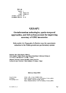 Proposals of effective ways for uncertainty reduction in the Polish greenhouse gas inventory system * Main components of uncertainty reduction on the basis of spatial inventory and modeling of greenhouse gas emissions in Poland: central beat production