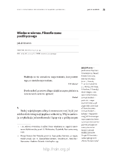 Wiedza w wierszu. Filozofia czasu postlirycznego