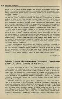 Zebranie Zarządu Międzynarodowego Towarzystwa Ekologicznego (INTECOL) (Berlin Zachodni, 31 VII 1987 r.)