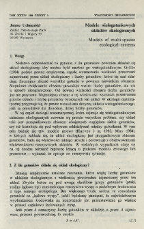 Modele wielogatunkowych układ&oacute;w ekologicznych