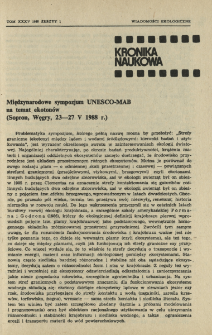 Międzynarodowe sympozjum UNESCO-MAB na temat ekotonów (Sopron, Wegry, 23-27 V 1988 r.)
