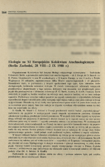 Ekologia na XI Europejskim Kolokwium Arachnologicznym (Berlin Zachodni, 28 VIII-2 IX 1988 r.)