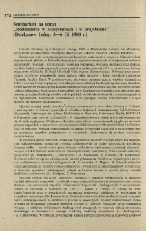 Seminarium na temat "Roślinożerce w ekosystemach i w krajobrazie" (Dziekanów Leśny, 5-6 IX 1988 r.)