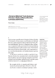 &bdquo;Polnische Bibliothek&rdquo; Karla Dedeciusa. Literatura między polityką kulturalną a praktyką wydawniczą