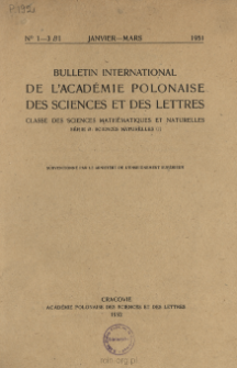 Bulletin International de L'Académie des Sciences de Cracovie. Classe des Sciences Mathématiques et Naturelles. Sciences Naturelles, 1951, No 1-3