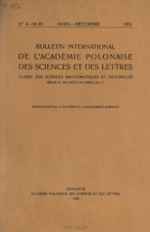 Bulletin International de L'Académie des Sciences de Cracovie. Classe des Sciences Mathématiques et Naturelles. Sciences Naturelles, 1951, No 4-10