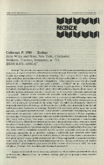 Colinvaux P. 1986 - Ecology - John Wiley and Sons, New York, Chichester, Brisbane, Toronto, Singapore, ss. 725. [ISBN 0-471-16502-6]