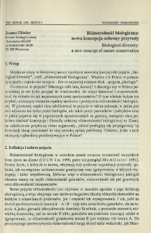 R&oacute;żnorodność biologiczna nowa koncepcja ochrony przyrody