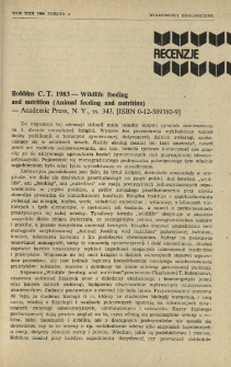 Robbins C. T. 1983 - Wildlife feeding and nutrition (Animal feeding and nutrition) - Academic Press, N. Y.. ss. 343. [ISBN 0-12-589380-9]
