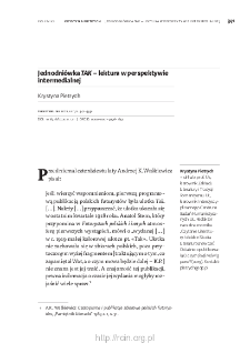 Jednodni&oacute;wka TAK &ndash; lektura w perspektywie intermedialnej