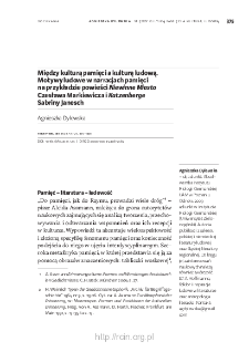 Między kulturą pamięci a kulturą ludową. Motywy ludowe w narracjach pamięci na przykładzie powieści "Niewinne Miasto" Czesława Markiewicza i "Katzenberge" Sabriny Janesch