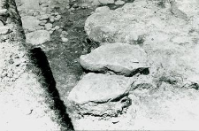 Fagment kamiennej ławy fundamentowej kościoła (kolegiaty)