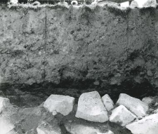 Trench inside the collegiate church, stone foundations