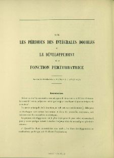 Sur les périodes des intégrales doubles et le développement de la fonction perturbatrice ( J. Math., 5e série, t. 3, 1897, p. 203-276))